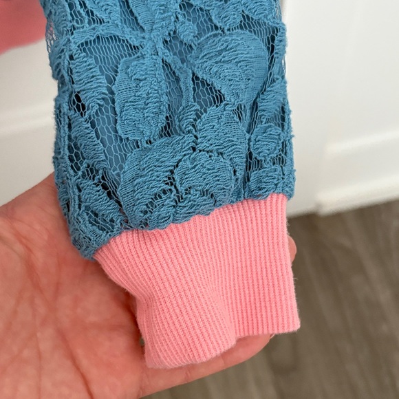 Kids Teal and Pink Lace Matching Set - Picture 8 of 10